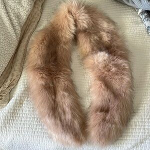 Pink blush with gray faux fur and satan lined scarf shawl wrap.